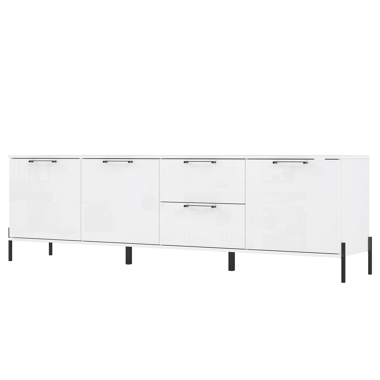 Loftscape Sideboard Ozora III - Hochglanz Weiß / Matt Weiß