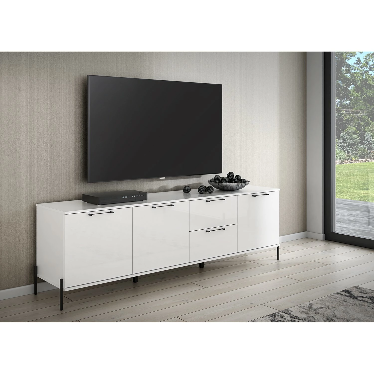 Loftscape Sideboard Ozora III - Hochglanz Weiß / Matt Weiß – Bild 2