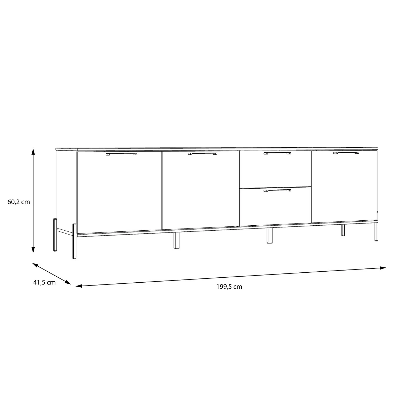 Loftscape Sideboard Ozora III - Hochglanz Weiß / Matt Weiß – Bild 7