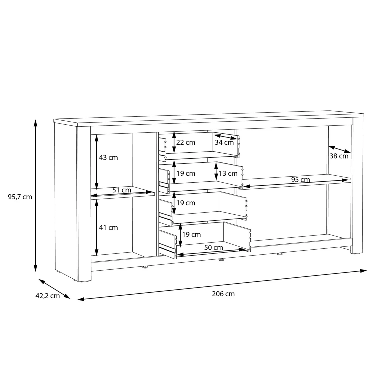 Loftscape Sideboard Verolme II - Eiche Dekor – Bild 5