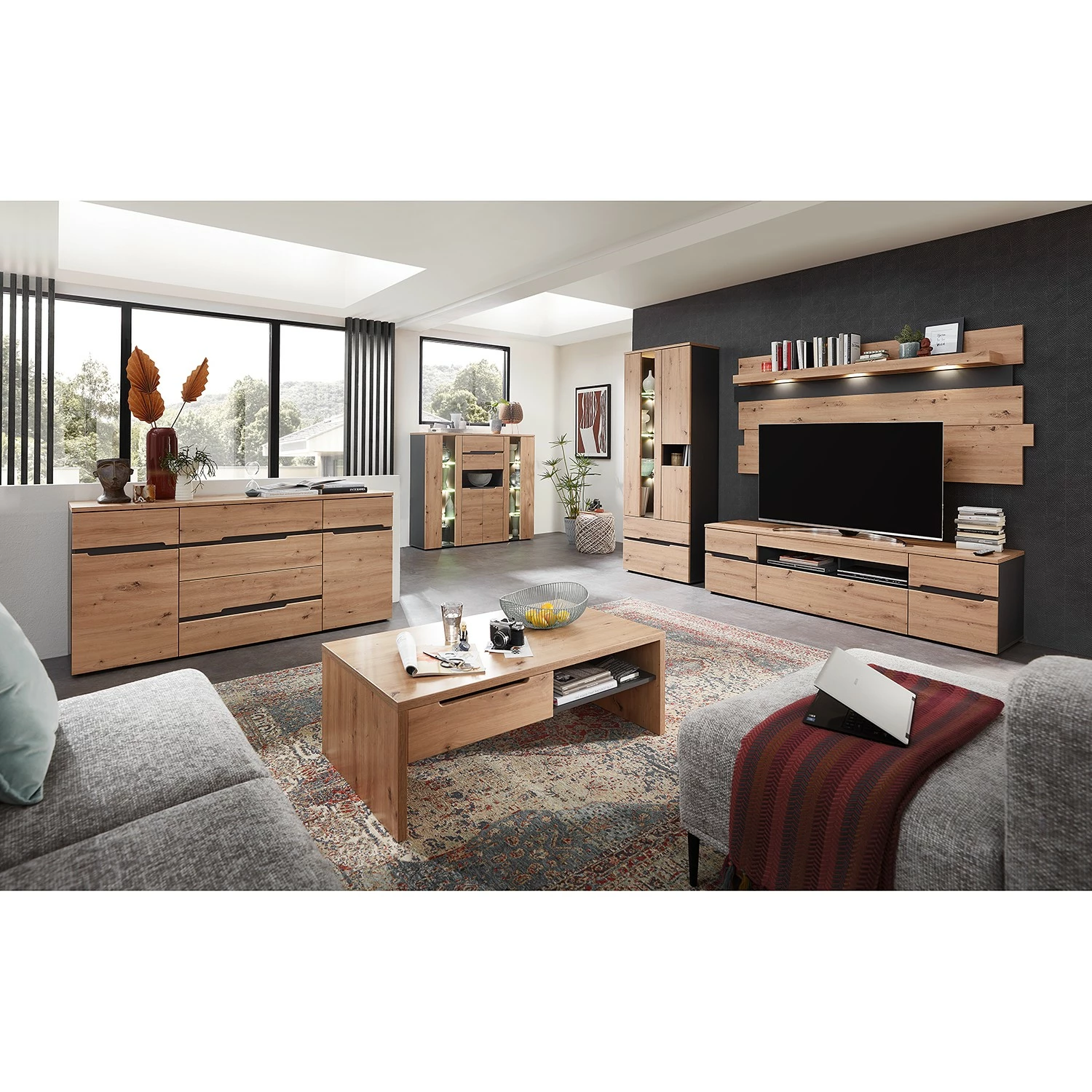 Loftscape Sideboard Moosic - Eiche Artisan Dekor / Graphit – Bild 2