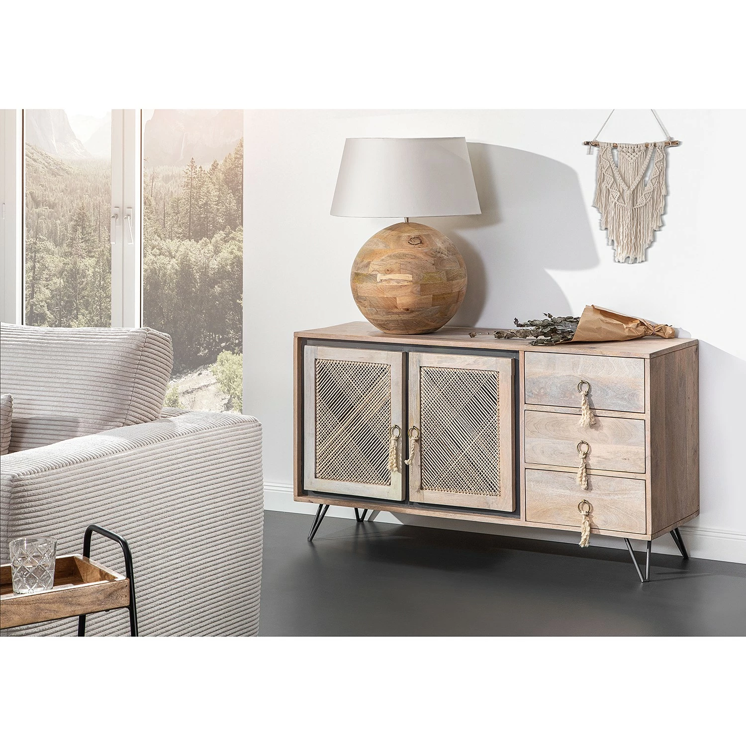 Ridgevalley Sideboard Lumby II - Mango massiv - Mango Hell / Grau – Bild 2