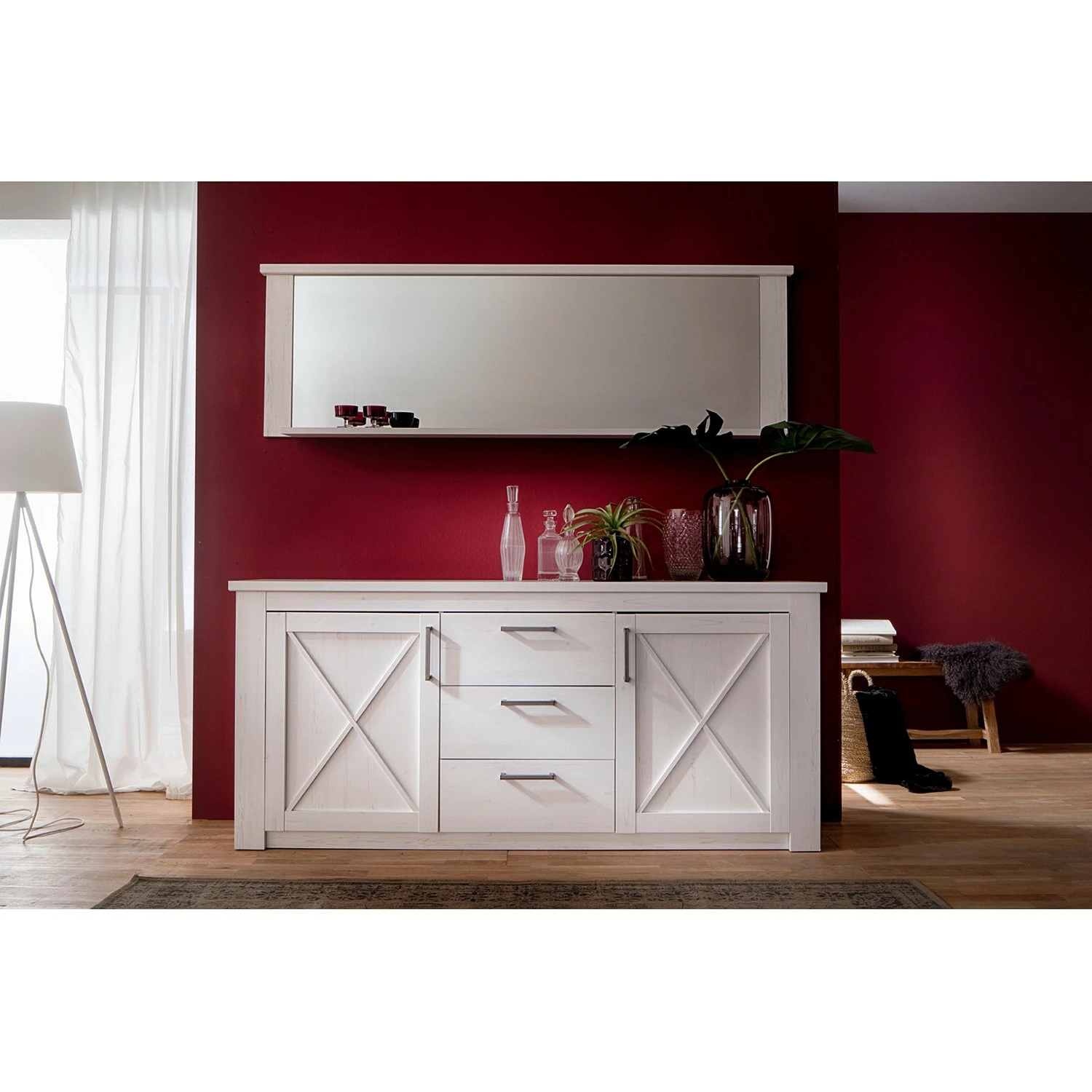 Trendteam Sideboard Georgia - Pinie Weiß Dekor – Bild 3