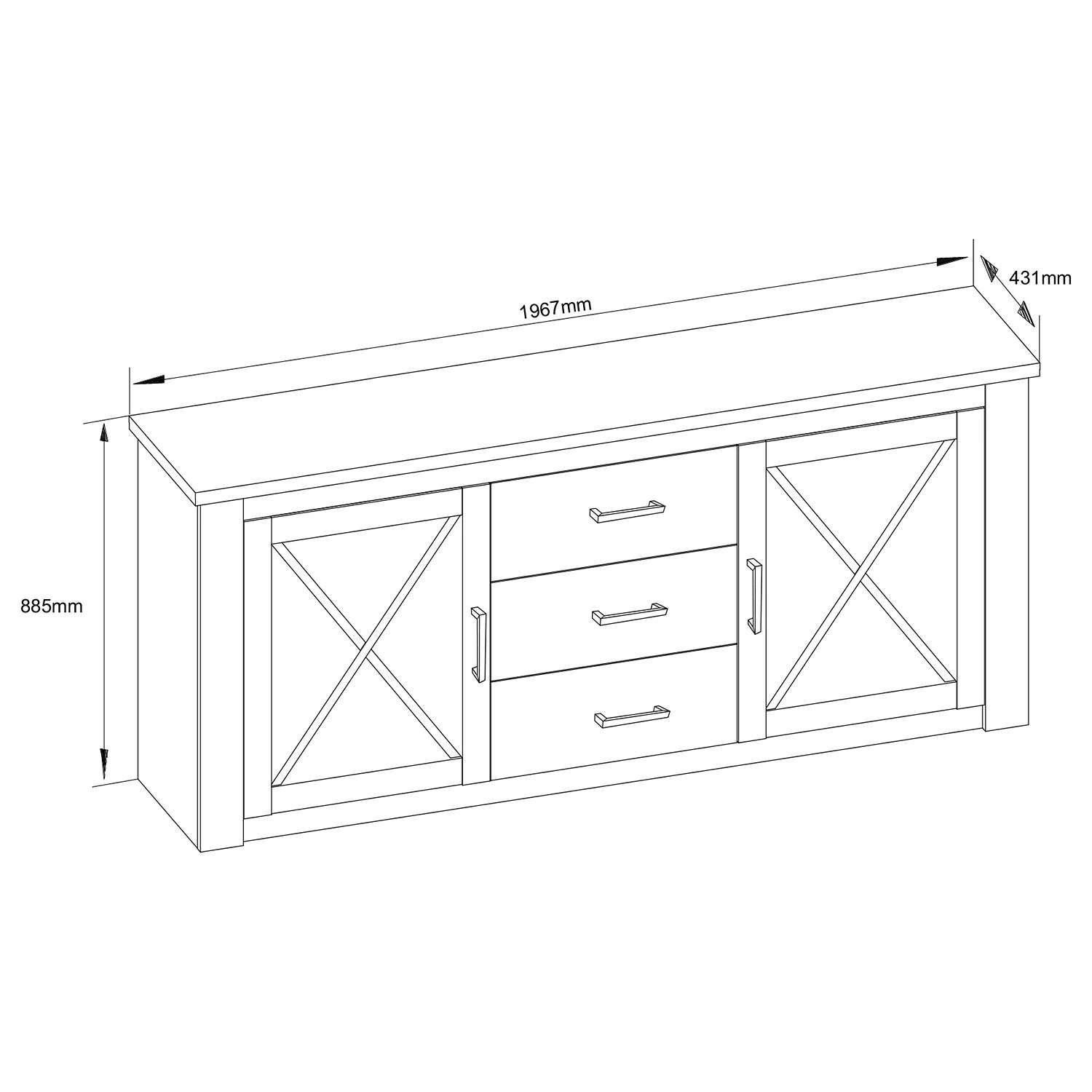 Trendteam Sideboard Georgia - Pinie Weiß Dekor – Bild 10