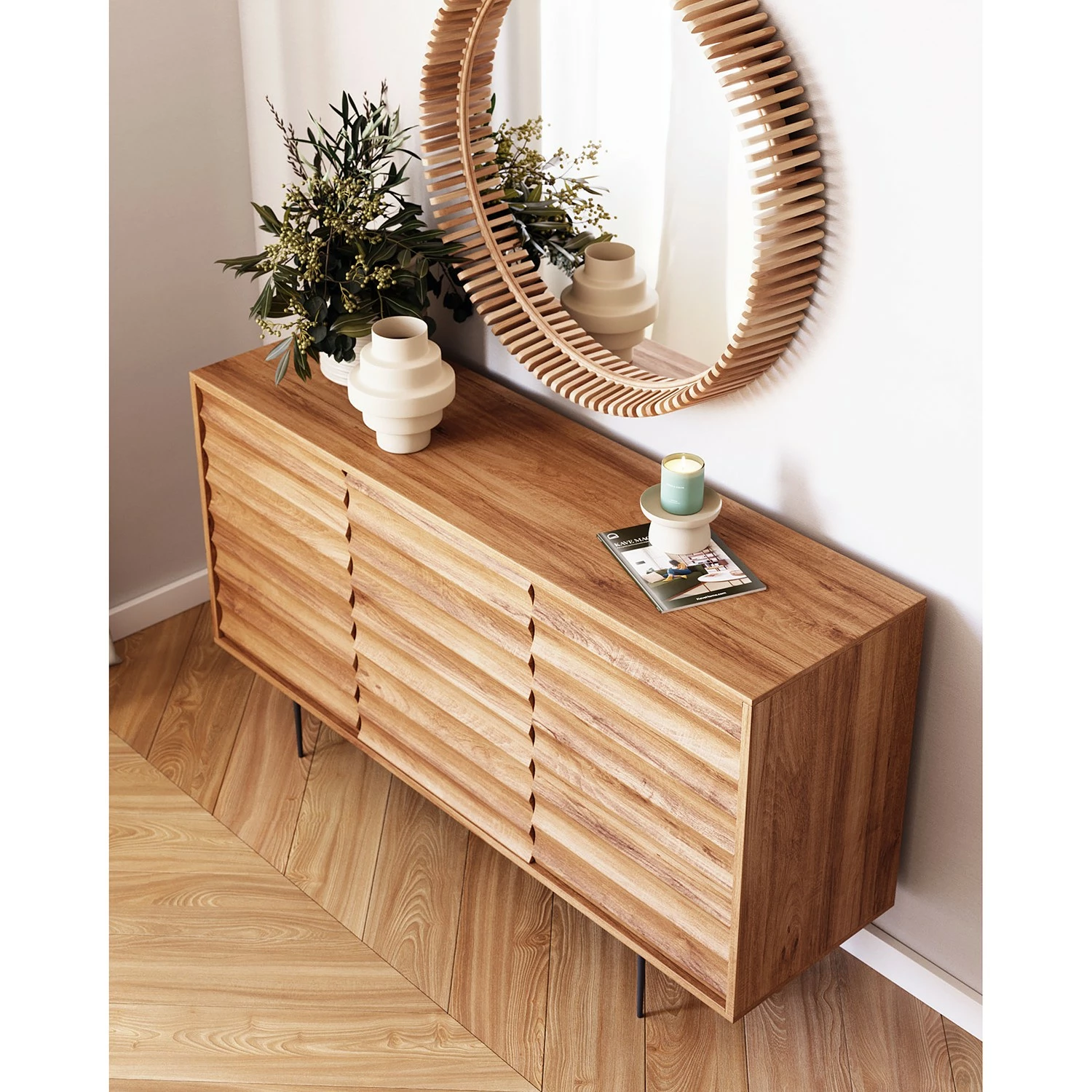 Red Living Sideboard Bela-Bela - Akazie massiv – Bild 3