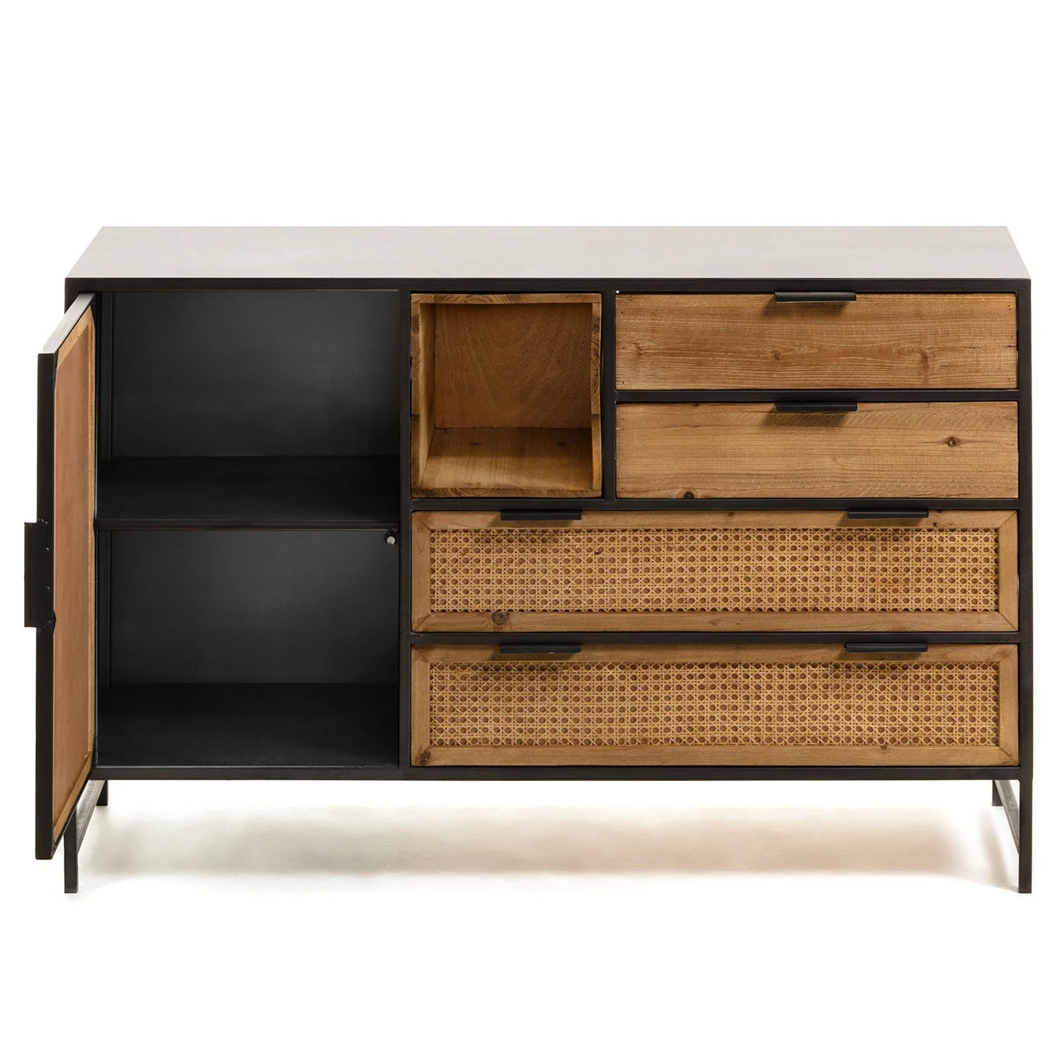 Red Living Sideboard Kisumu - Wiener Geflecht / Eisen - Braun / Schwarz – Bild 7
