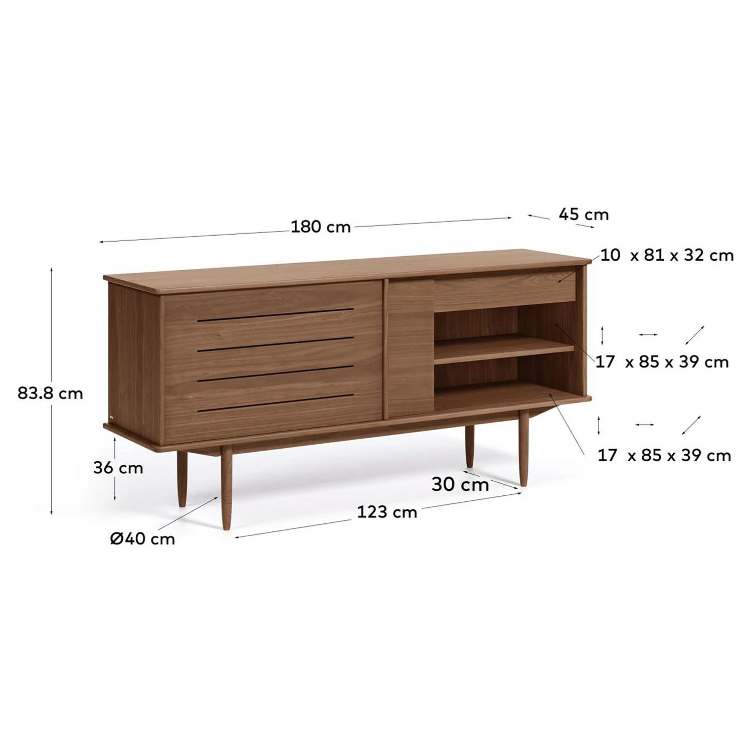 Naturoo Sideboard Chipata - Walnuss teilmassiv – Bild 14