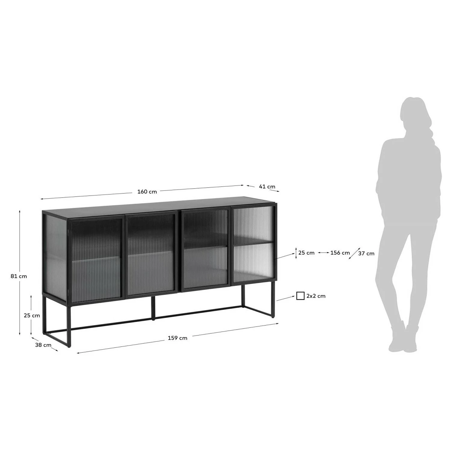 Loftscape Sideboard Tete - Glas / Metall - Schwarz – Bild 11