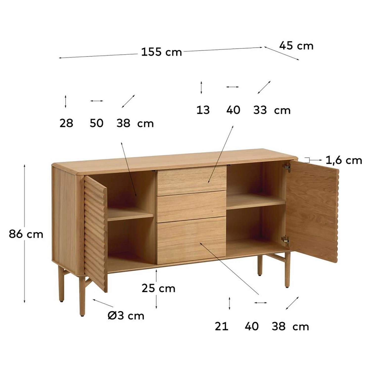 Naturoo Sideboard Lioma - Eiche teilmassiv – Bild 15