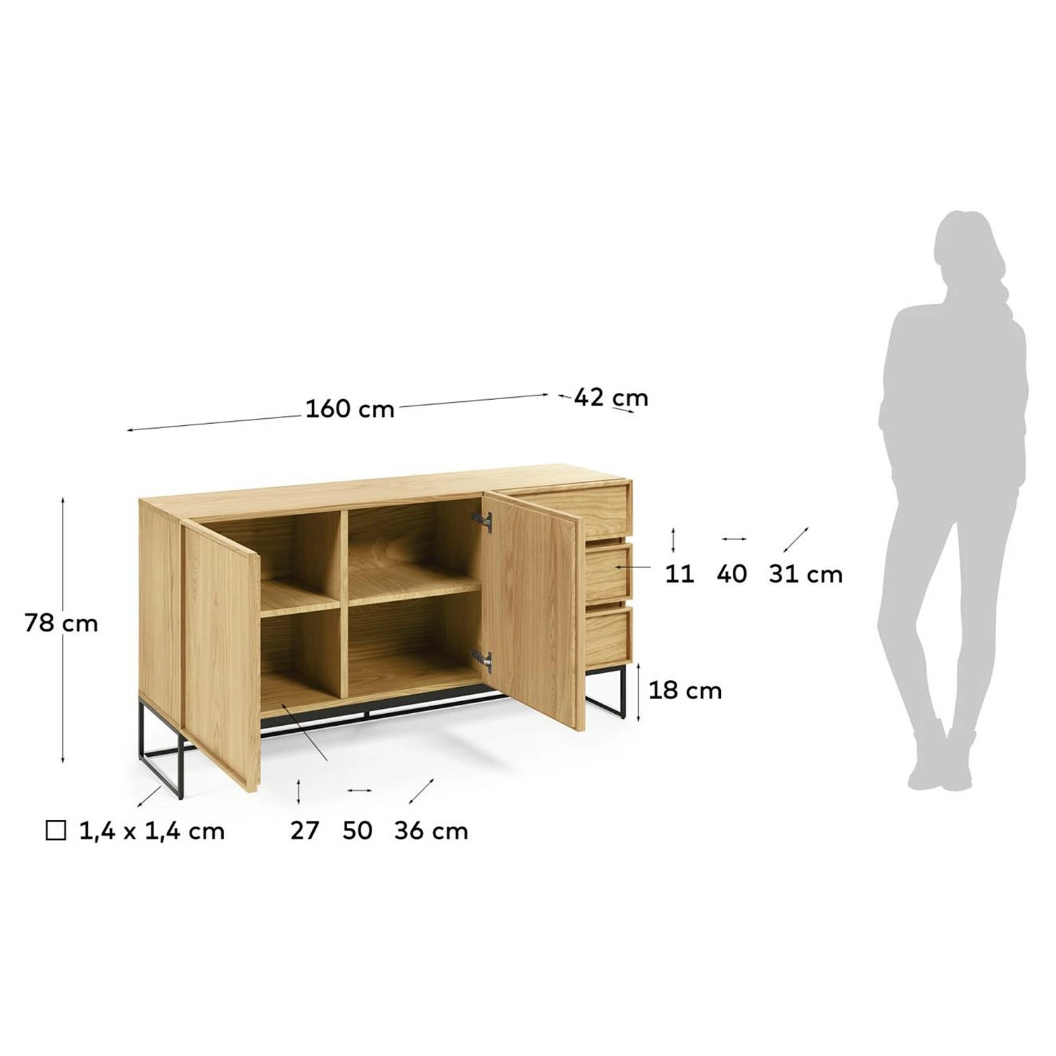 Red Living Sideboard Tabora - Echtholzfurnier - Eiche – Bild 9