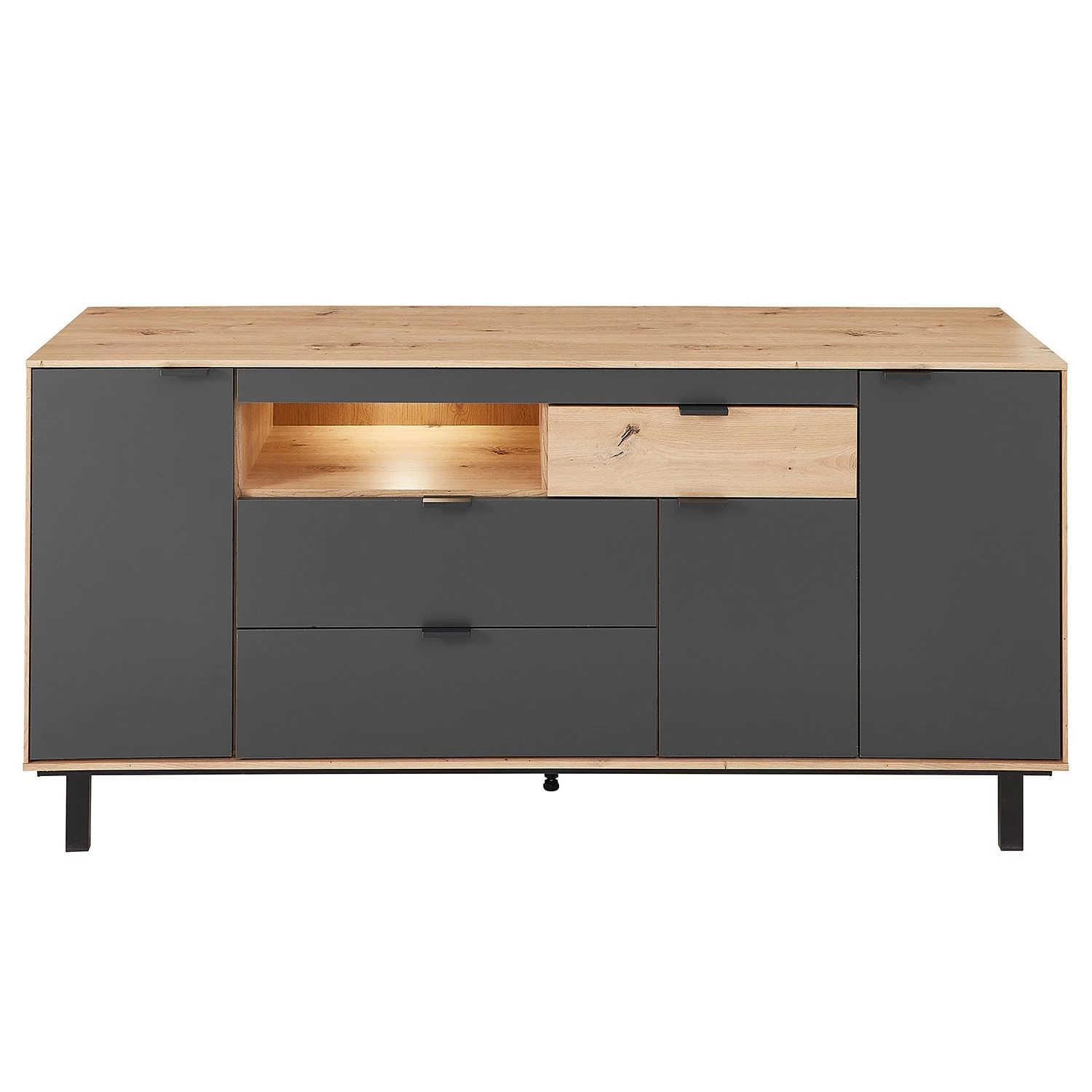 Fashion For Home Sideboard Leox - Inkl. Beleuchtung - Graphit / Eiche Artisan Dekor – Bild 2
