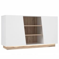 Loftscape Sideboard Camolin - Hochglanz Weiß / Eiche Dekor