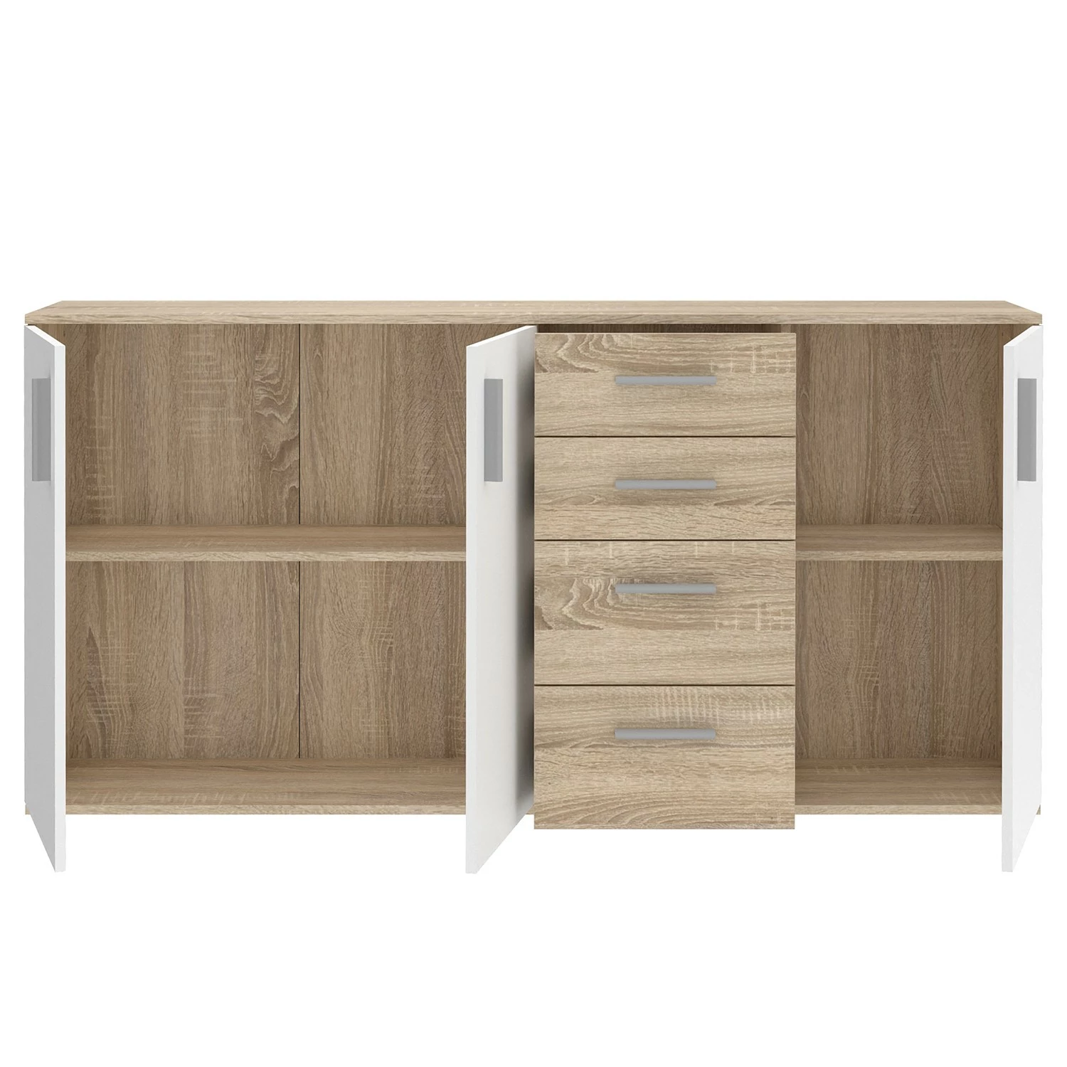 Loftscape Sideboard Kiltealy - Weiß / Eiche Sonoma Dekor – Bild 5