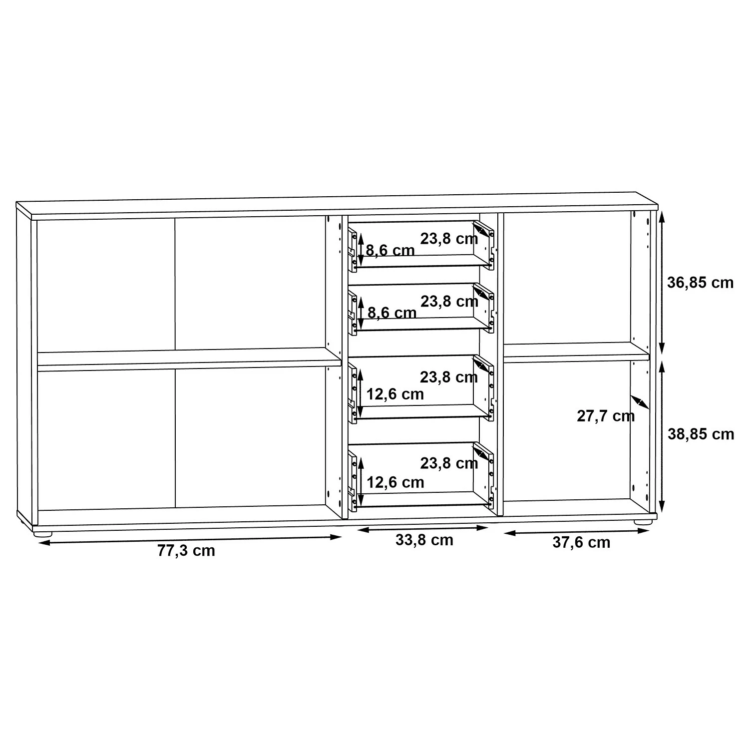 Loftscape Sideboard Kiltealy - Weiß / Eiche Sonoma Dekor – Bild 7