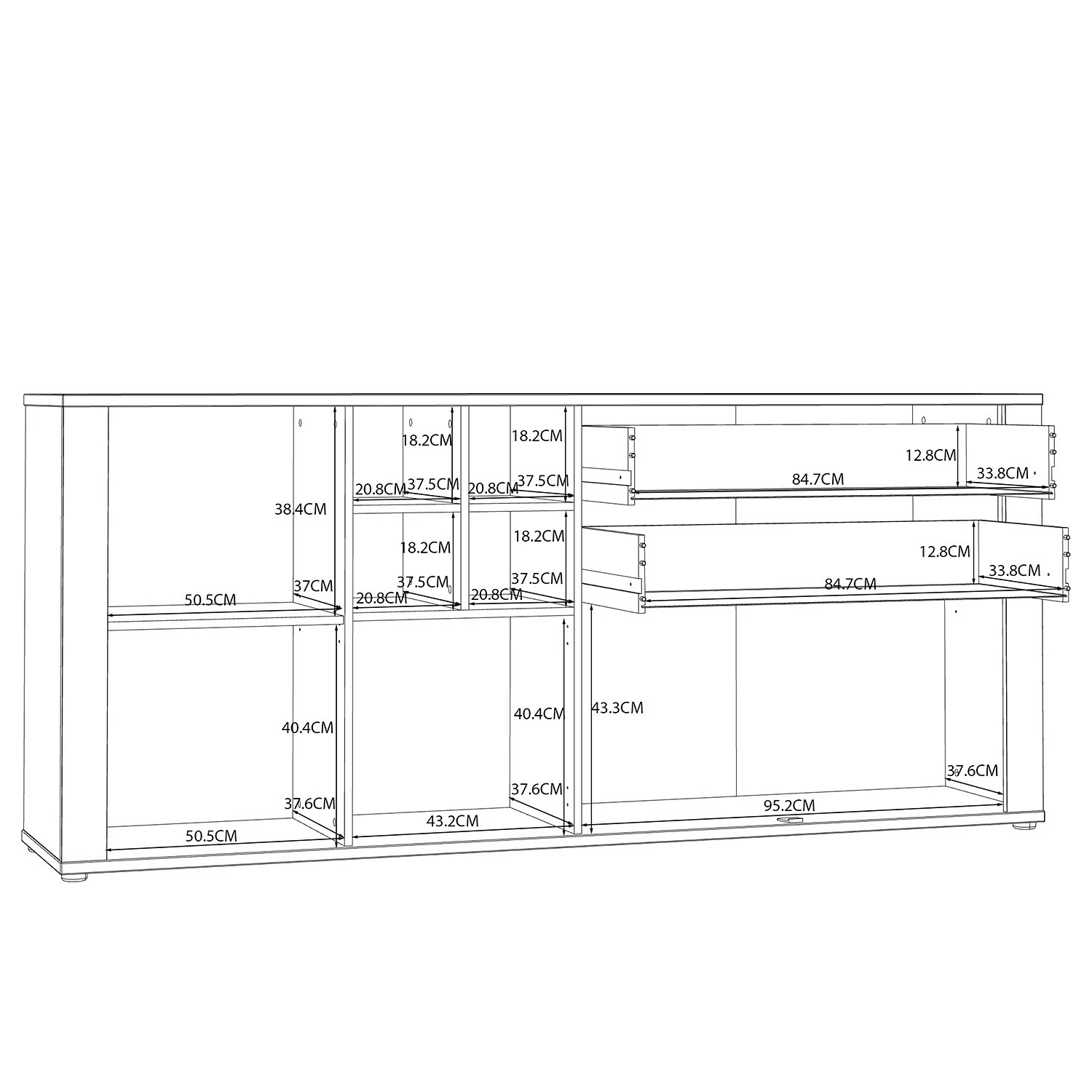 Loftscape Sideboard Millquarter - Weiß / Eiche Hell Dekor – Bild 7