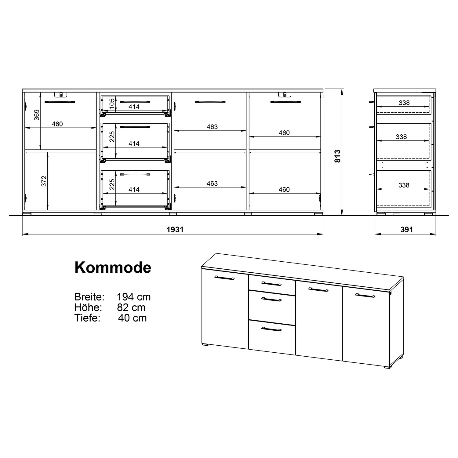 Germania Sideboard Campo - Anthrazit – Bild 6