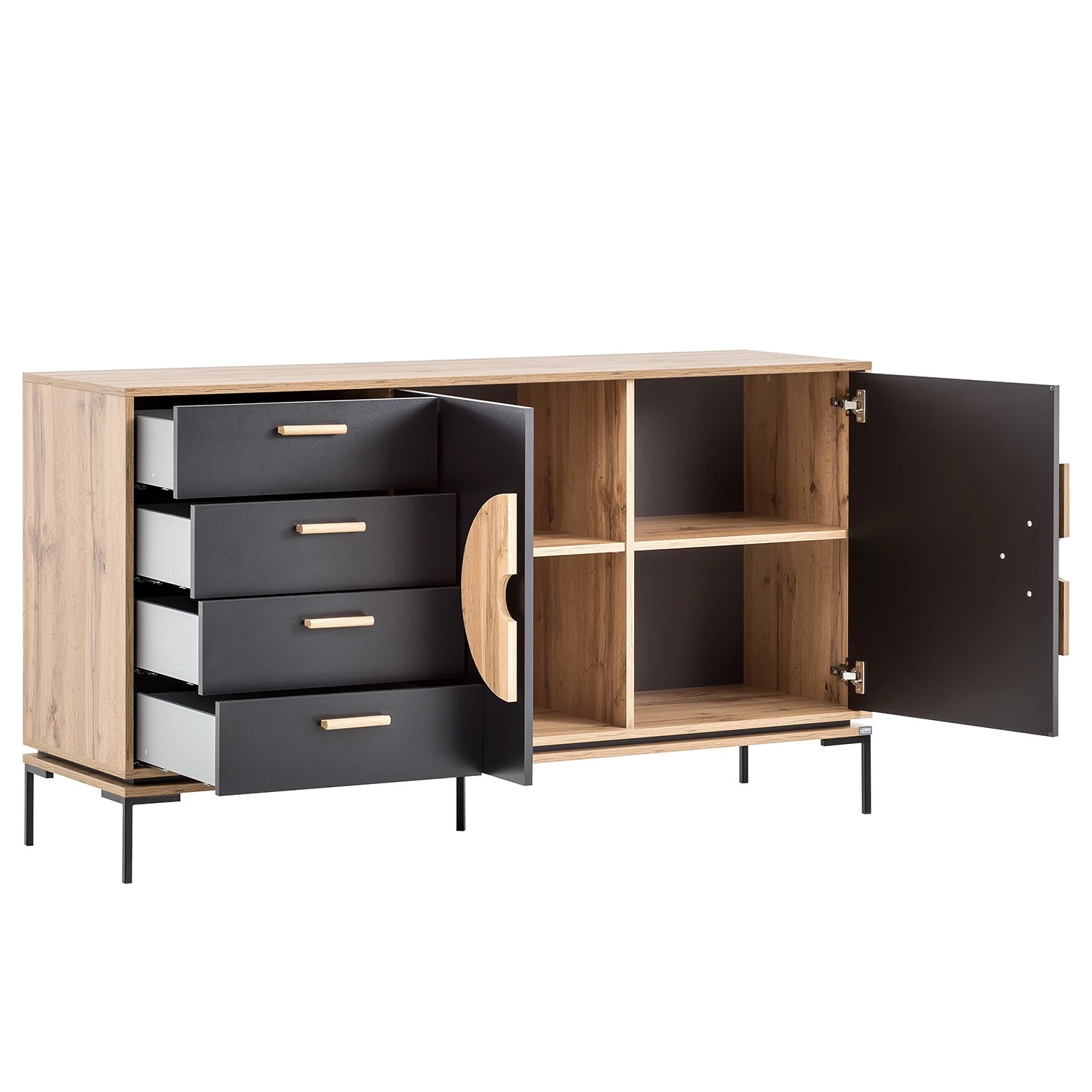 Schildmeyer Sideboard Looks - Schwarz / Eiche Dekor – Bild 5