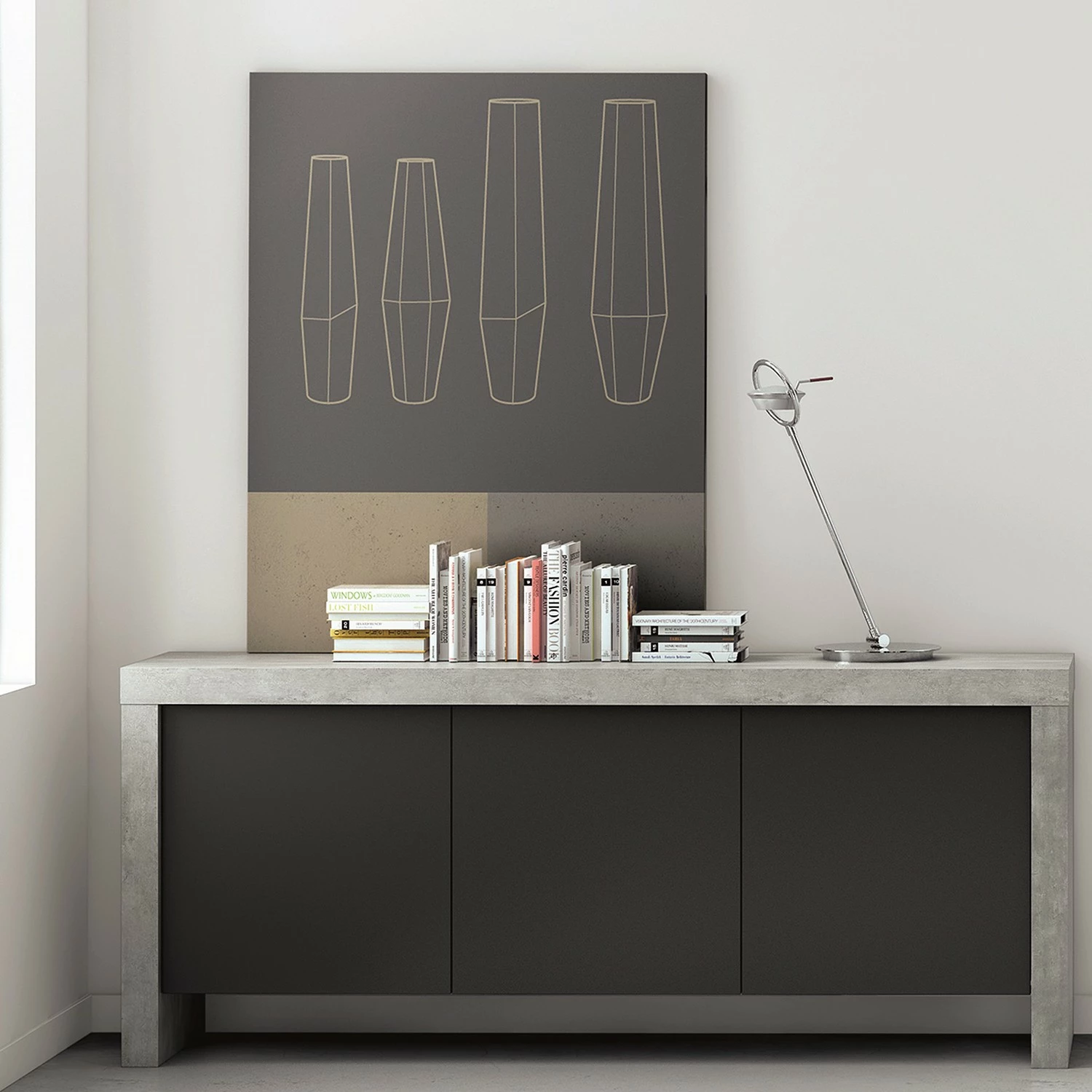 Temahome Sideboard Kobe II - Schwarz / Beton Dekor – Bild 2
