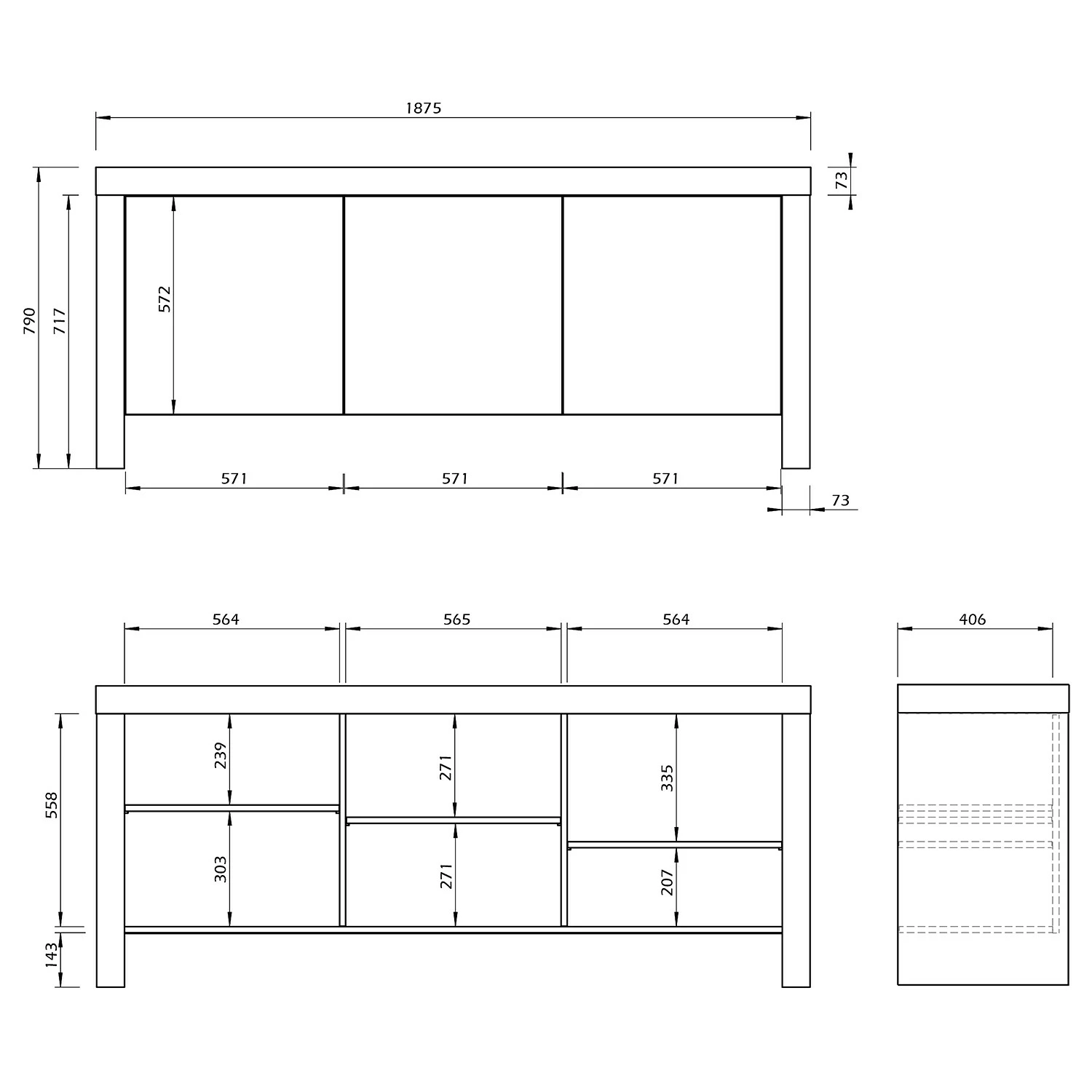 Temahome Sideboard Kobe II - Schwarz / Beton Dekor – Bild 9