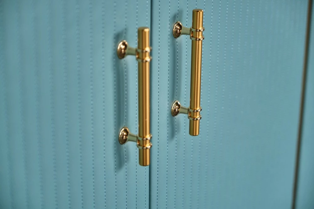 KAWOLA Sideboard MARIA Marmorplatte - Gold - Hellblau – Bild 8