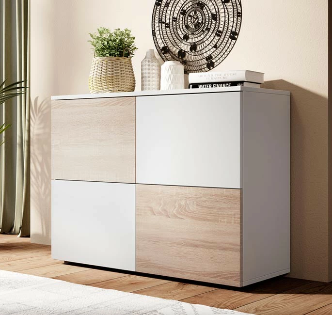 MB Moebel Sideboard Zoël - Weiß und Sonoma – Bild 3