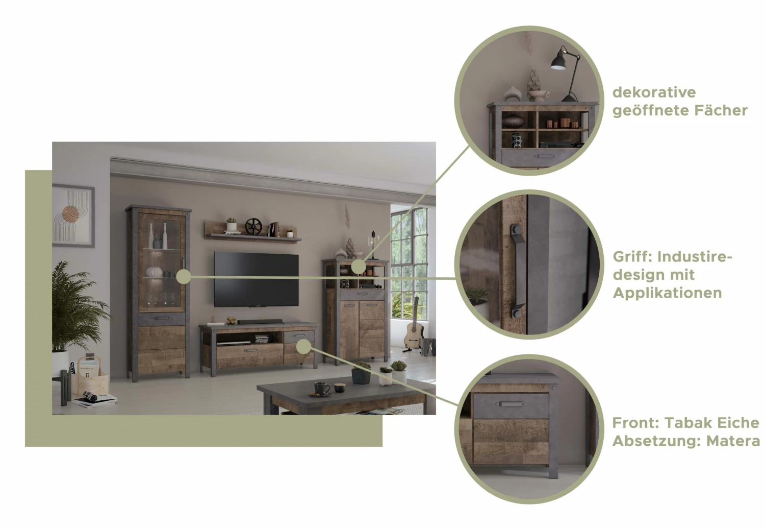 The Kuup Sideboard Industrial Look Tabak Eiche – Bild 2