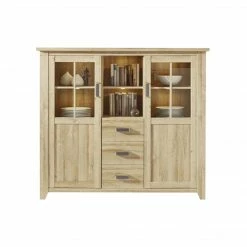 Ebuy24 Canasta Sideboard - Canasta Sideboard 2 Türen, 3 Schubladen und 2 Ablagen, Eiche Dekor.