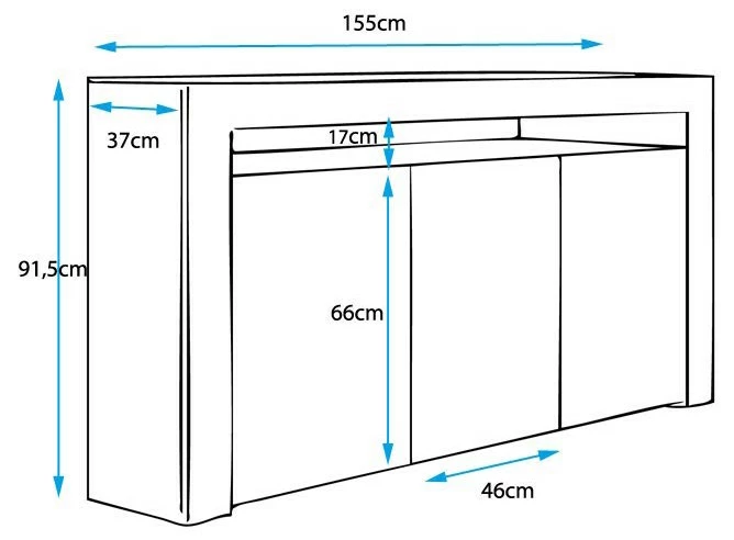 MB Moebel Sideboard Aker - Schwarz - Schwarz - 37 x 155 cm - Kunststoff - Holzwerkstoff – Bild 5