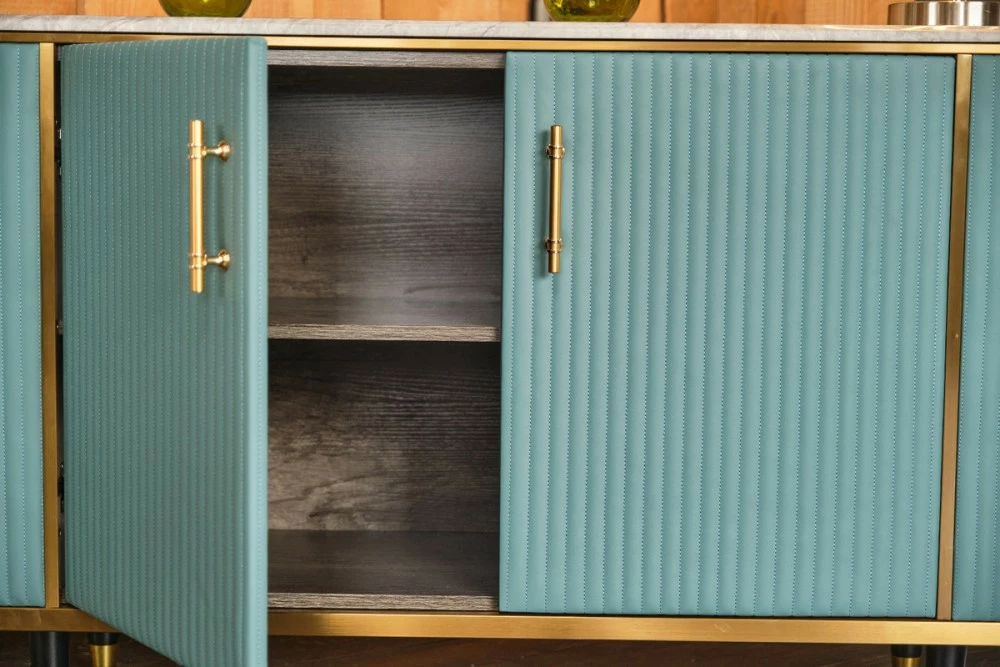 KAWOLA Sideboard MARIA Marmorplatte - Gold - Hellblau – Bild 7