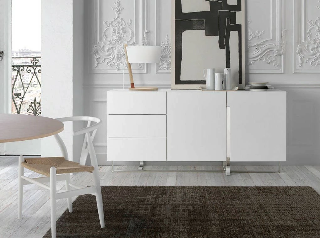 ANGEL CERDA Weißes Sideboard mit Stahlbeinen – Bild 2