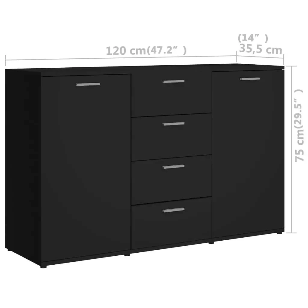 VidaXL Sideboard 120x35,5x75 cm Holzwerkstoff - vidaXL Sideboard Schwarz 120x35,5x75 cm Holzwerkstoff – Bild 7