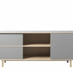Ebuy24 Bone Sideboard - Bone Sideboard 2 Schubladen, 1 Ablage und 1 Tür, grau HPL.