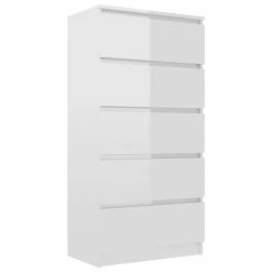 VidaXL Sideboard mit Schubladen Holzwerkstoff - vidaXL Sideboard mit Schubladen Hochglanz-Weiß 60x35x121 cm