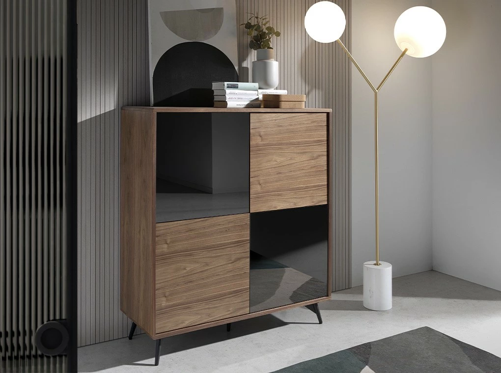 ANGEL CERDA Sideboard aus Nussbaum und Glas – Bild 2