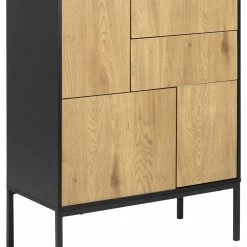 Ebuy24 Sea Sideboard - Sea Sideboard 3 Türen und 2 Schubladen schwarz.