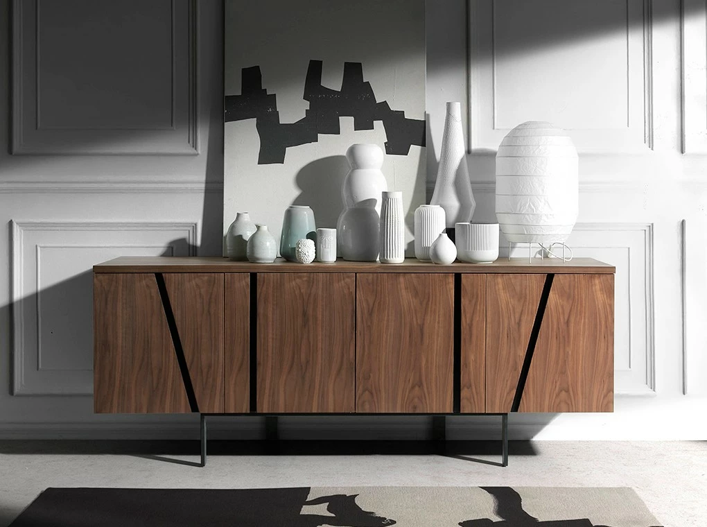 ANGEL CERDA Sideboard aus Nussbaum schwarzem Stahl – Bild 2