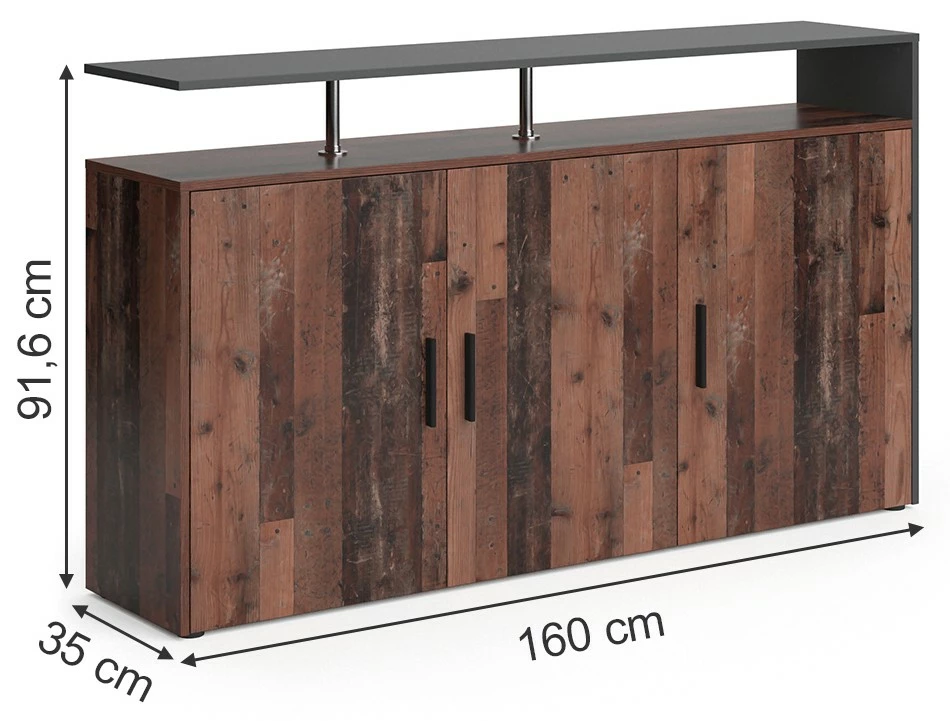 Vicco Sideboard „Amato“ Old Style/Anthrazit – Bild 6