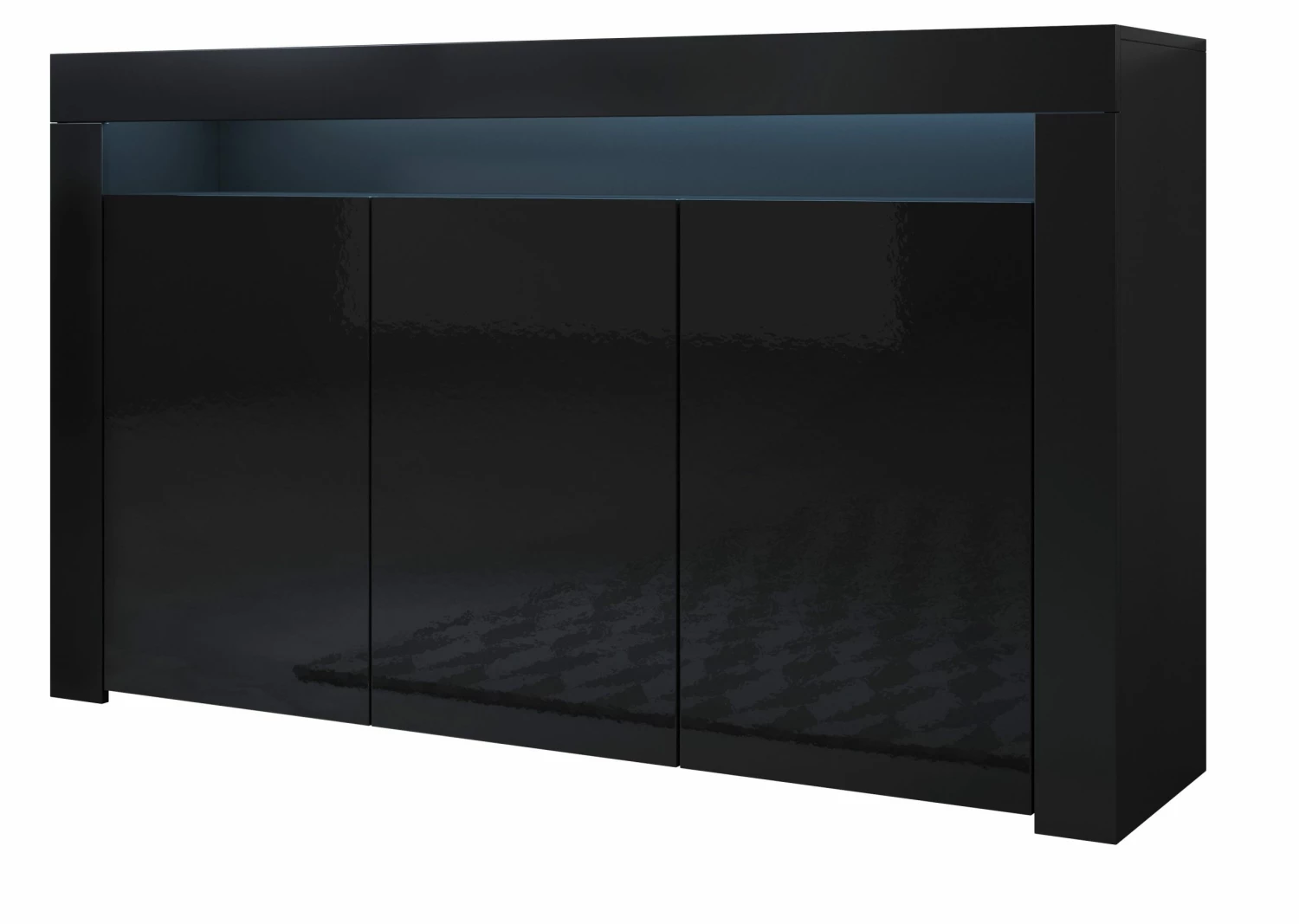 MB Moebel Sideboard Aker - Schwarz - Schwarz - 37 x 155 cm - Kunststoff - Holzwerkstoff