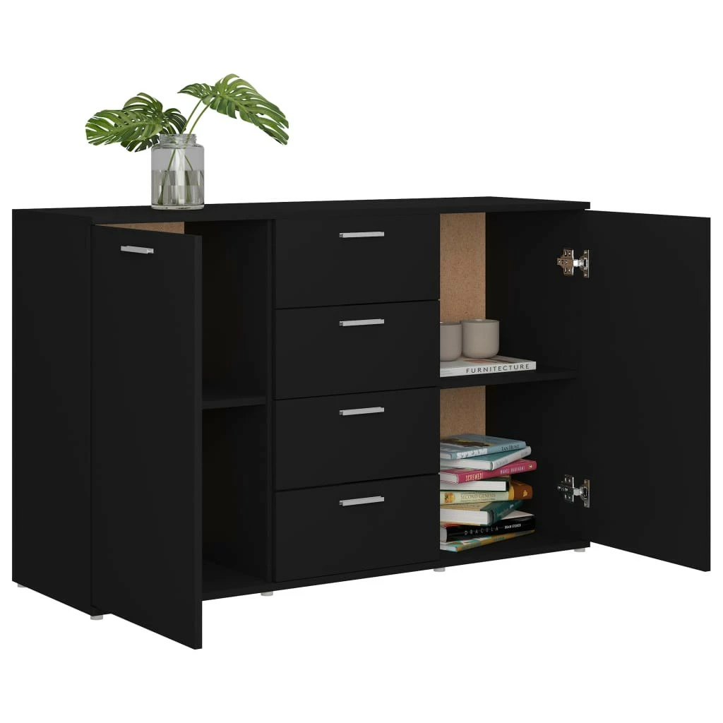 VidaXL Sideboard 120x35,5x75 cm Holzwerkstoff - vidaXL Sideboard Schwarz 120x35,5x75 cm Holzwerkstoff – Bild 4