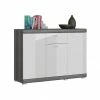The Kuup Sideboard Weiß Hochglanz & Korpus Grau - 120 x 85 x 37 cm