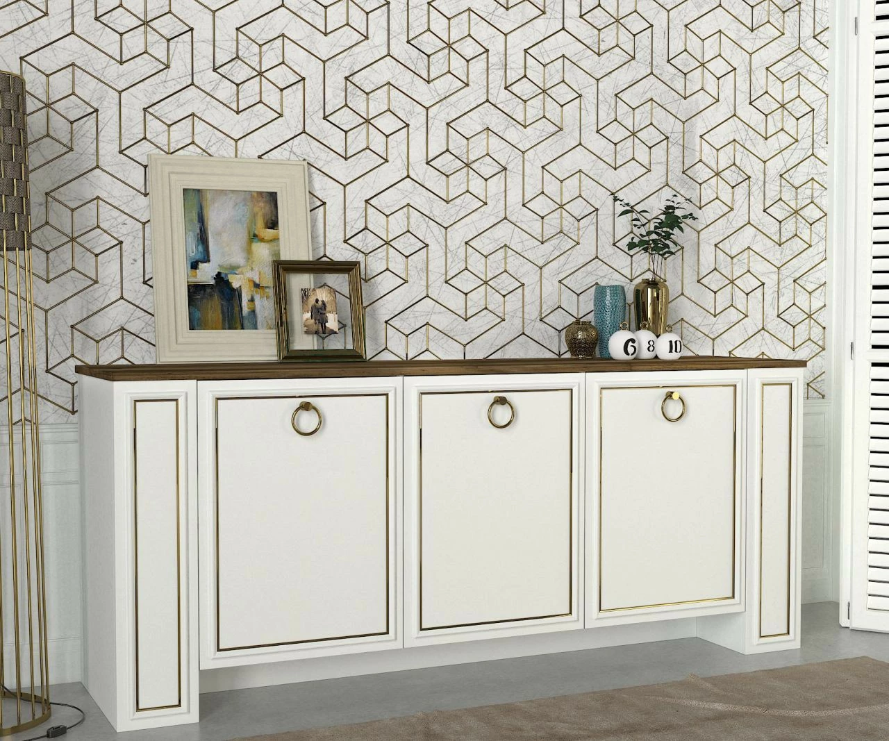 Moebel17 Sideboard Sansa Weiß Walnuss - moebel17 – Bild 3