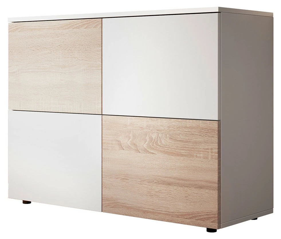 MB Moebel Sideboard Zoël - Weiß und Sonoma