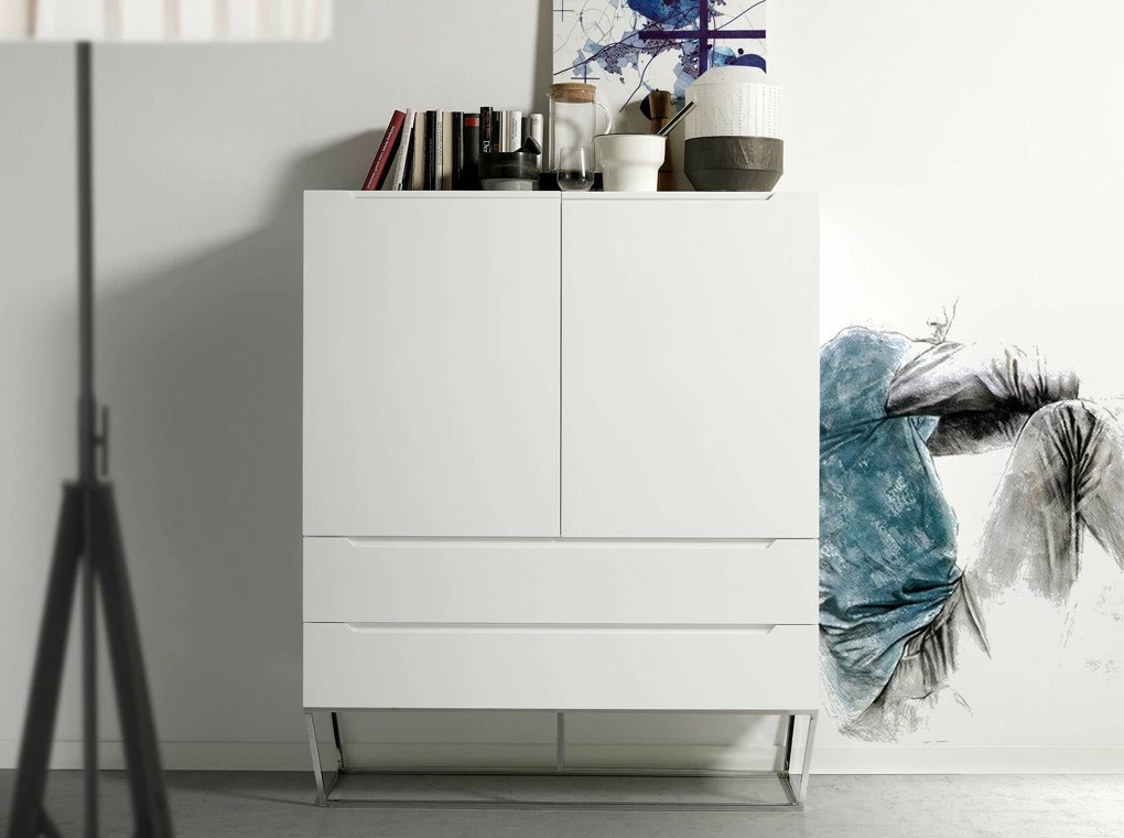ANGEL CERDA Weißer Schrank mit Stahlfüßen – Bild 2