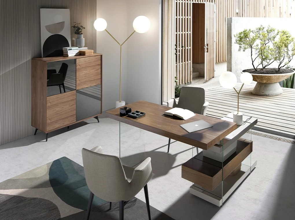 ANGEL CERDA Sideboard aus Nussbaum und Glas – Bild 4