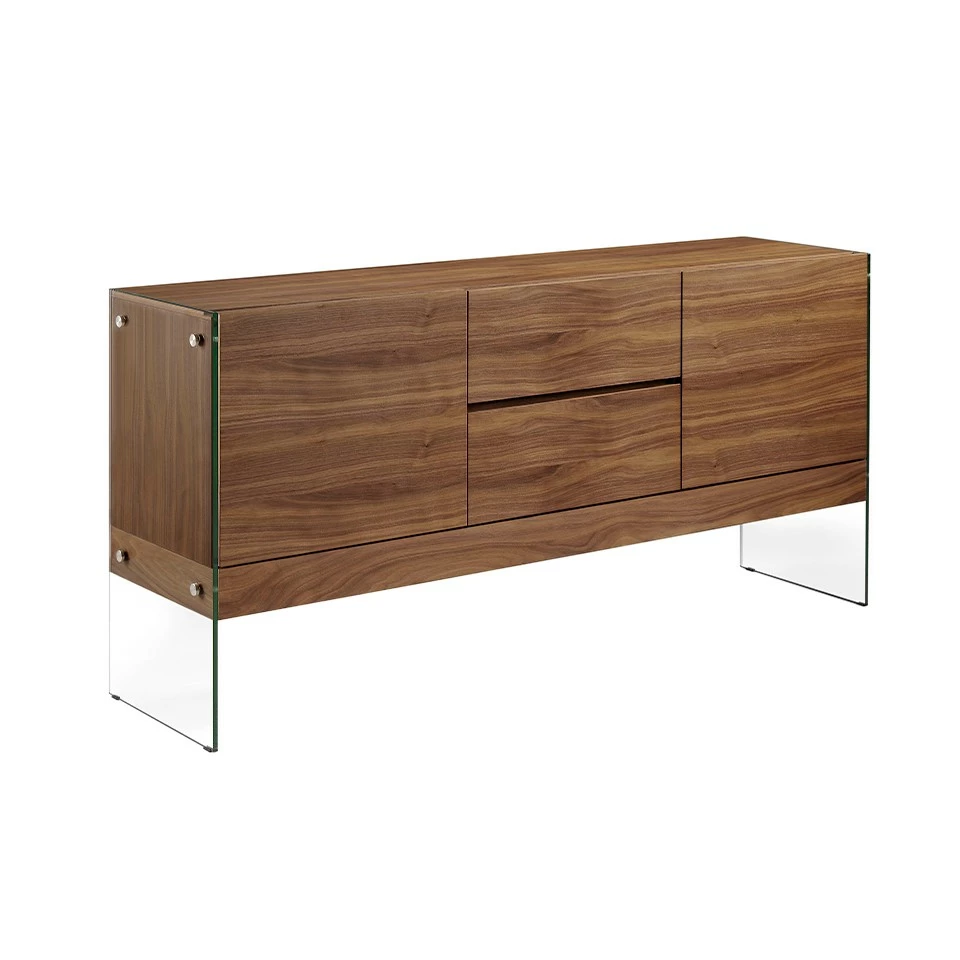 ANGEL CERDA Sideboard Nussbaumholz mit Glasseiten