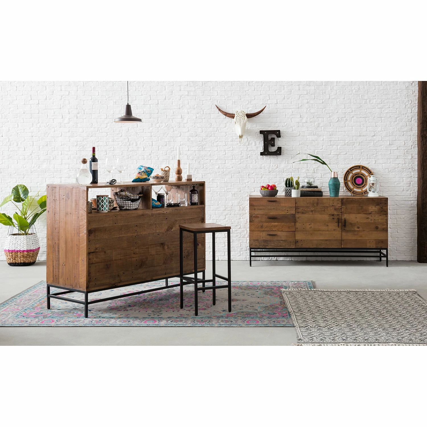 Ars manufacti Sideboard Grasby - Altholz Pinie / Metall - Pinie Dunkel / Schwarz – Bild 2