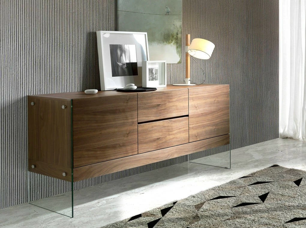 ANGEL CERDA Sideboard Nussbaumholz mit Glasseiten – Bild 3