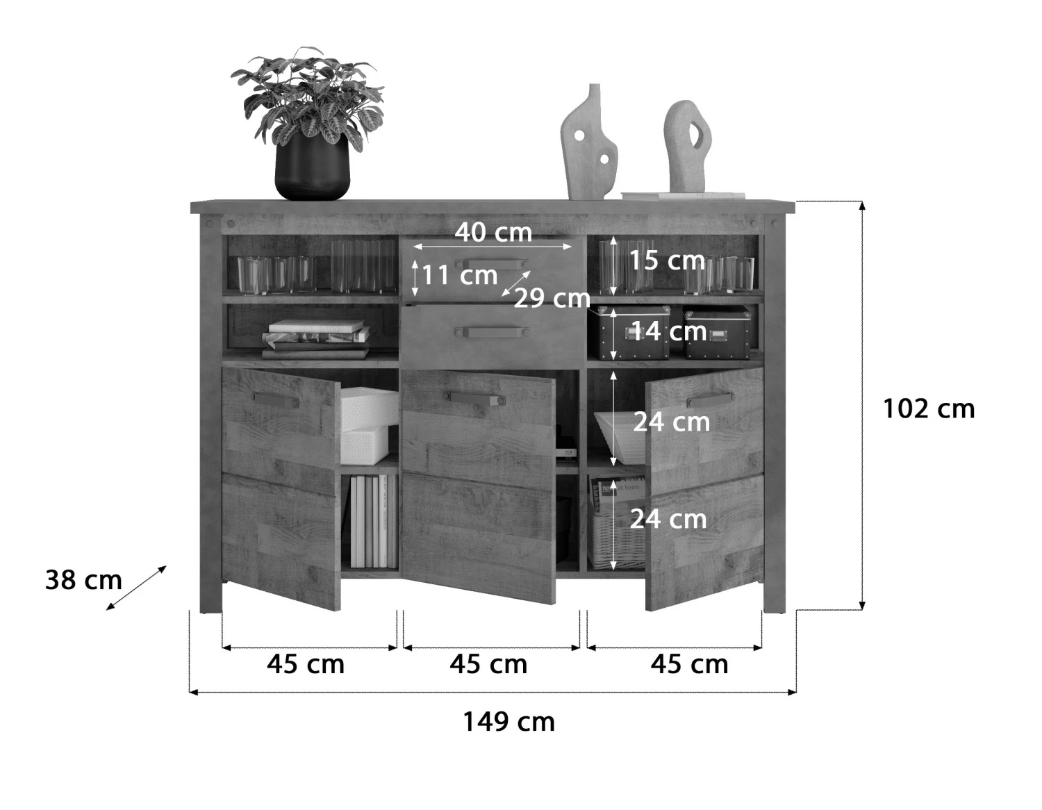 The Kuup Sideboard Industrial Look Tabak Eiche – Bild 4