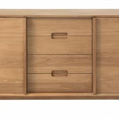 Ebuy24 Rhoda Schrank - Rhoda Schrank mit 2 Türen und 4 Schubladen in massiver und furnierter Eiche, lackiert.