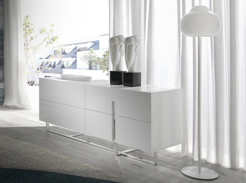 ANGEL CERDA Weißes Sideboard mit Stahlbeinen – Bild 2